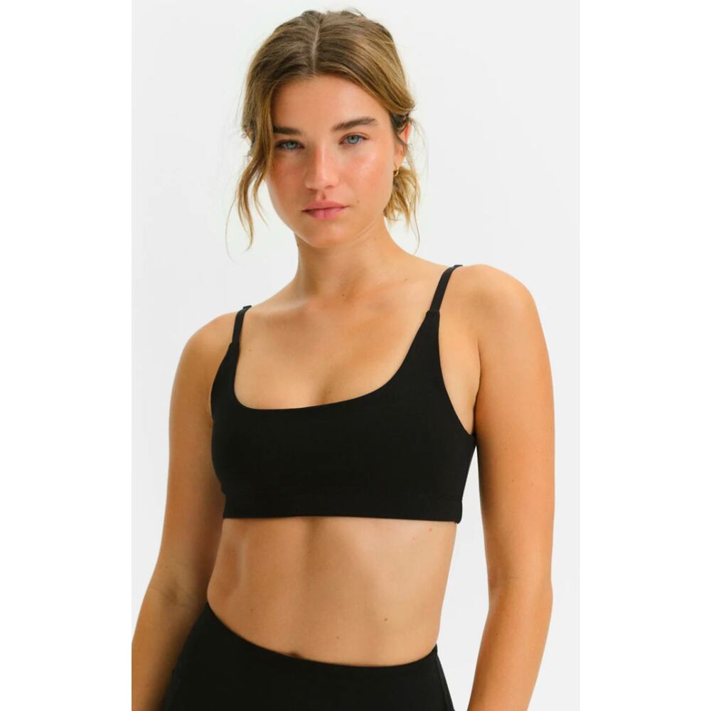 MATE The Label Organic Stretch Scoop Bra Adjustable Black S NWT